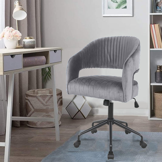 Office Chair Velvet Desk Chair Swivel Armchair Cute Modern Fabric Home Office Desk Chairs with Wheels Adjustable Vanity Chair Rolling Chair for Living Bedroom